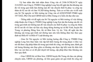 Không đồng ý cho Công ty TNHH Công nghiệp Long Sơn tận thu khoáng sản

