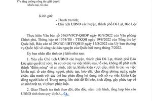 Lâm Đồng: Yêu cầu giải quyết từ sớm, từ cơ sở các vụ việc khiếu nại, tố cáo