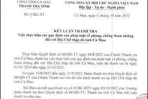 Phát hiện một số tồn tại, thiếu sót tại Hội Chữ thập đỏ tỉnh Cà Mau