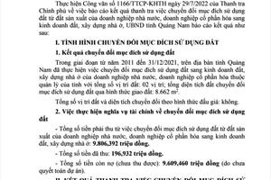 Báo cáo Thanh tra Chính phủ kết quả thanh tra việc chuyển đổi mục đích sử dụng đất 