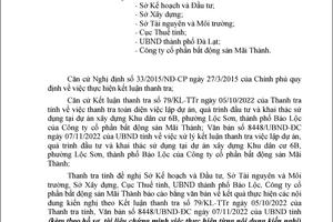 Lâm Đồng: Đề nghị báo cáo kết quả việc thực hiện kết luận thanh tra dự án khu dân cư cư 6B