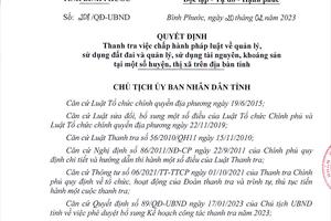 Bình Phước: Thanh tra việc chấp hành pháp luật về quản lý, sử dụng đất, tài nguyên, khoáng sản