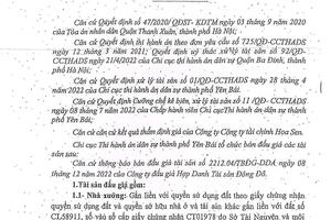 Yên Bái: Nhiều tài sản không kê biên, chấp hành viên có dấu hiệu thông đồng đấu giá, cưỡng chế doanh nghiệp?