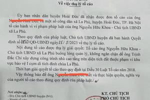 Về bài “Cho dân xây dựng nhà kiên cố trên đất di tích cấp quốc gia”: Thụ lý đơn tố cáo Chủ tịch UBND xã La Phù