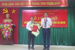 Nghệ An: Phó Ban Nội chính Tỉnh ủy giữ chức Bí thư Huyện ủy Con Cuông