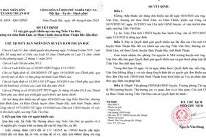 Không chấp thuận nội dung đơn khiếu nại của ông Trần Văn Đức