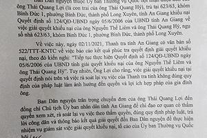 Đề nghị Chủ tịch UBND tỉnh An Giang rà soát lại khiếu nại của ông Thái Quang Lợi 


