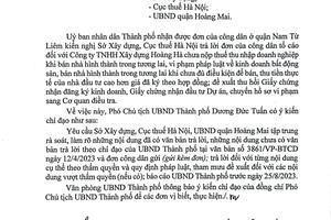 Phó Chủ tịch UBND thành phố Hà Nội chỉ đạo làm rõ đơn thư của công dân