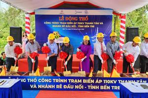 EVNSPC: Động thổ công trình Trạm biến áp 110kV Thanh Tân và nhánh rẽ đấu nối tại Bến Tre 
