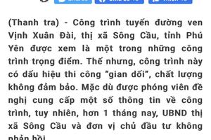 UBND tỉnh Phú Yên chỉ đạo kiểm tra công trình tuyến đường ven Vịnh Xuân Đài