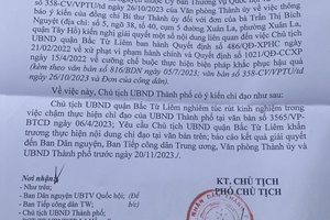 Hà Nội: Yêu cầu Chủ tịch UBND quận Bắc Từ Liêm rút kinh nghiệm vì chậm thực hiện chỉ đạo 