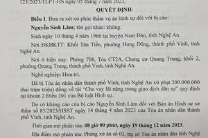 Xét xử phúc thẩm vụ án Hình sự thụ lý số 123/2023/TLPT-HS