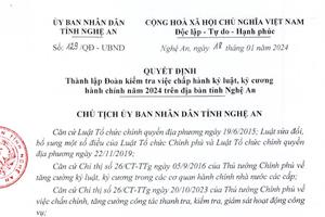 Lập 2 tổ kiểm tra liên ngành việc chấp hành kỷ luật, kỷ cương hành chính năm 2024