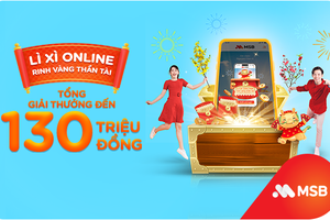 Cơ hội trúng trúng vàng 9999 khi lì xì online trên ứng dụng MSB mBank
