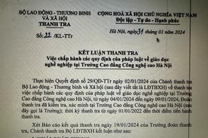 Trường Cao đẳng Công nghệ cao Hà Nội chưa thực hiện đủ quy định về giáo dục nghề nghiệp