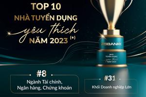 ABBANK được vinh danh “Top 10 Nhà tuyển dụng yêu thích 2023” ngành Tài chính - ngân hàng- chứng khoán