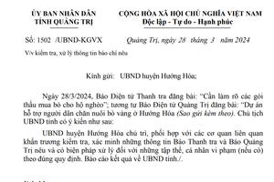 UBND tỉnh Quảng Trị chỉ đạo kiểm tra thông tin Báo Thanh tra phản ánh