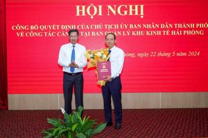 Ông Nguyễn Quang Minh giữ chức Phó trưởng Ban Quản lý Khu Kinh tế Hải Phòng