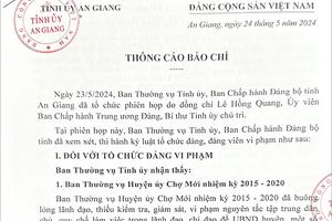 An Giang: Kỷ luật nhiều tổ chức Đảng và đảng viên vi phạm