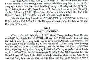 Công ty Cổ phần Dầu thực vật Tiền Giang cho thuê tài sản gắn liền với đất sai quy định