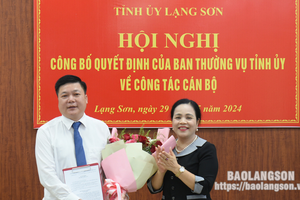 Lạng Sơn: Công bố quyết định của Ban Thường vụ Tỉnh ủy về công tác cán bộ