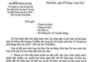 Thái Bình: Thanh tra đột xuất kỳ thi vào lớp 10 THPT