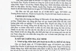 Quảng Nam: Xuất toán thu hồi vào ngân sách Nhà nước vì quyết toán không đúng với thực tế thi công
