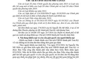 Công dân khiếu nại Chủ tịch UBND TP Tam Kỳ không trả lời đơn là không đúng