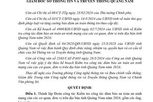 Thành lập đoàn kiểm tra công tác đảm bảo an toàn an ninh mạng