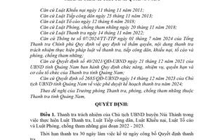 Thanh tra trách nhiệm của Chủ tịch UBND huyện Núi Thành