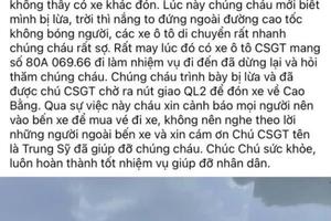 Cảnh sát giao thông "giải cứu" 2 bạn trẻ trên cao tốc