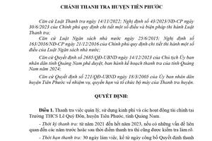 Thanh tra việc quản lý, sử dụng kinh phí tại Trường THCS Lê Quý Đôn
