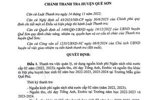 UBND huyện Quế Sơn, tỉnh Quảng Nam: Thanh tra đột xuất tại Trường Mẫu giáo Quế Phú