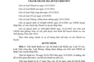 Thanh tra trách nhiệm thủ trưởng đối với Chủ tịch UBND xã Bình Lâm