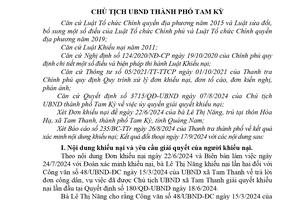 Thành phố Tam Kỳ không công nhận nội dung khiếu nại lần 2 của công dân