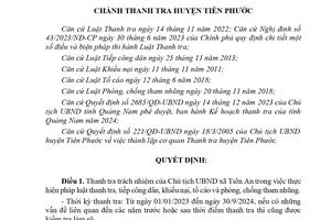 Thanh tra trách nhiệm thủ trưởng của Chủ tịch UBND xã Tiên An