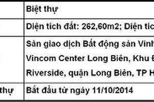 Vingroup mở bán biệt thự tại Khu Đô thị sinh thái Vinhomes Riverside