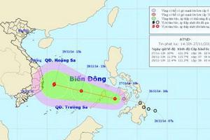 Đêm 27/11, áp thấp nhiệt đới sẽ đi vào Đông Nam Biển Đông