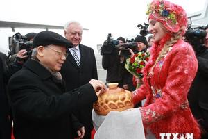 Tổng Bí thư Nguyễn Phú Trọng bắt đầu thăm chính thức Belarus