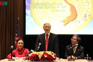 Tổng Bí thư mong cộng đồng người Việt ở Hoa Kỳ luôn đoàn kết