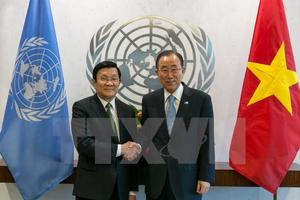  Chủ tịch nước Trương Tấn Sang hội kiến Tổng Thư ký LHQ Ban Ki-moon