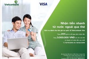 Vietcombank: Khuyến mãi hấp dẫn đối với dịch vụ nhận tiền từ nước ngoài