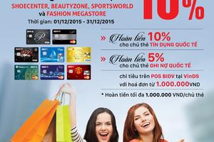 Tiết kiệm đến 10% khi dùng thẻ BIDV tại Siêu thị VinMart và VinDS