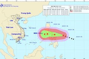 Bão Melor hoạt động gần Biển Đông có sức gió giật cấp 16-17