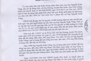 Quyết định của Chủ tịch huyện Phú Quốc sai thẩm quyền