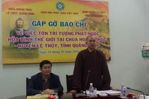 Tượng Phật ngọc lớn nhất thế giới sẽ tới Quảng Bình