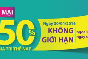 Viettel tưng bừng khuyến mại thẻ nạp nhân dịp nghỉ lễ 30/4-1/5