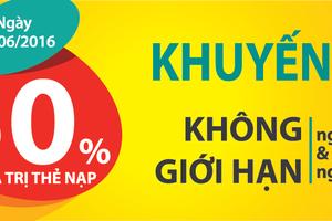 Viettel khuyến mại 50% giá trị thẻ nạp 