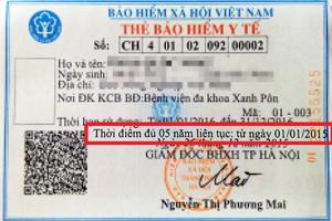BHXH VN giải thích về dòng chữ “Thời điểm đủ 5 năm …” trên thẻ BHYT