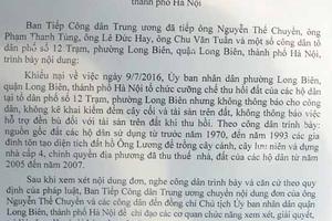 Phường Long Biên (Hà Nội): “Phớt lờ” văn bản của Ban Tiếp công dân Trung ương